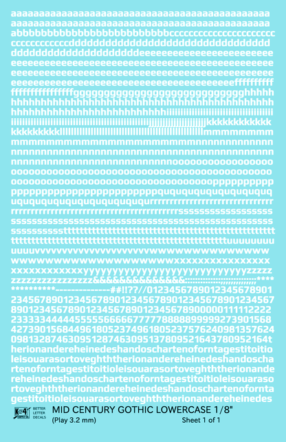 Lowercase Mid Century Gothic Letter Alphabet
