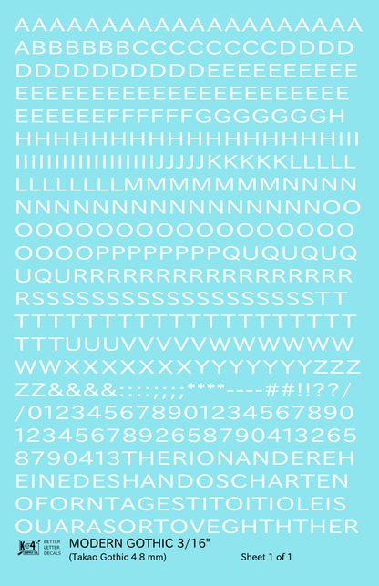 Modern Gothic Letter Number Alphabet