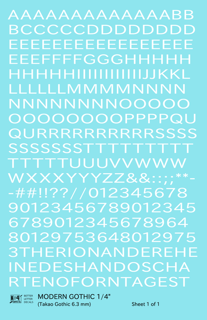 Modern Gothic Letter Number Alphabet