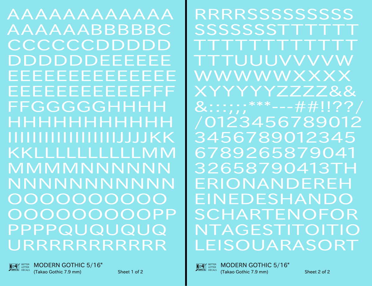 Modern Gothic Letter Number Alphabet