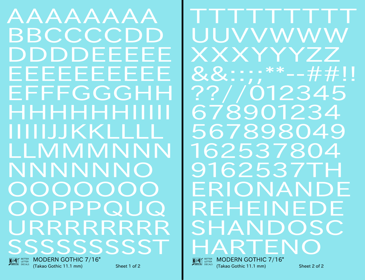 Modern Gothic Letter Number Alphabet