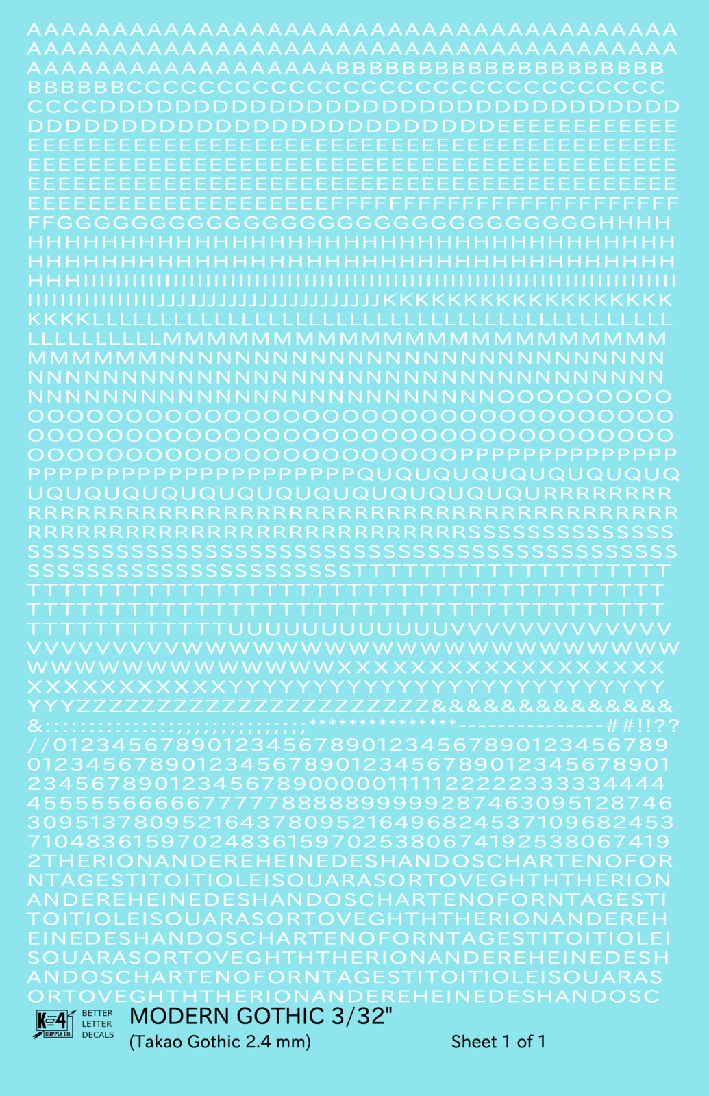 Modern Gothic Letter Number Alphabet