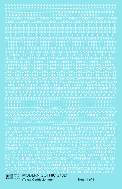 Modern Gothic Letter Number Alphabet
