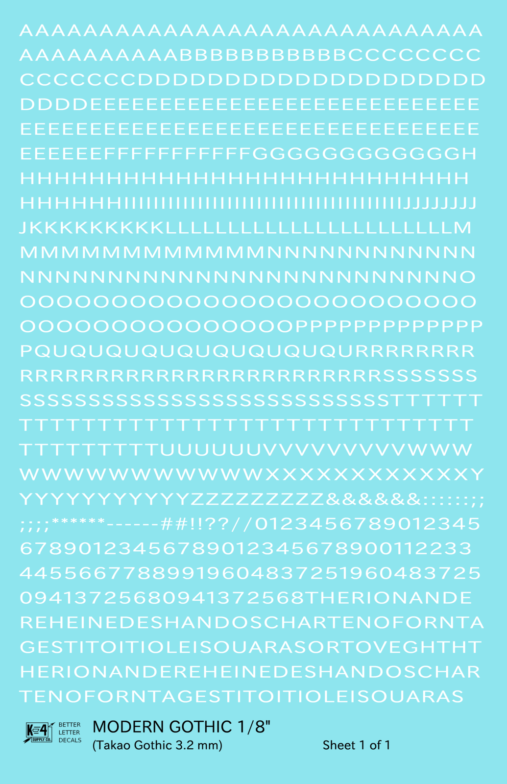 Modern Gothic Letter Number Alphabet