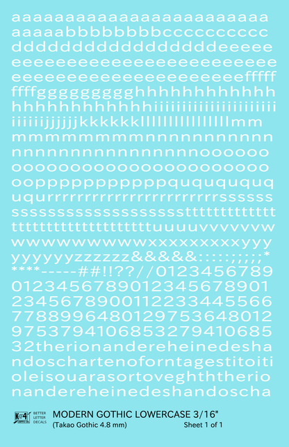 Lowercase Modern Gothic Letter Number Alphabet