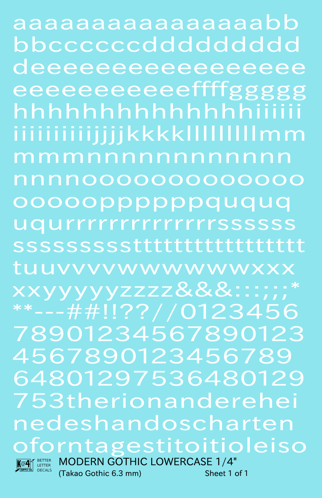 Lowercase Modern Gothic Letter Number Alphabet