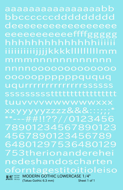 Lowercase Modern Gothic Letter Number Alphabet
