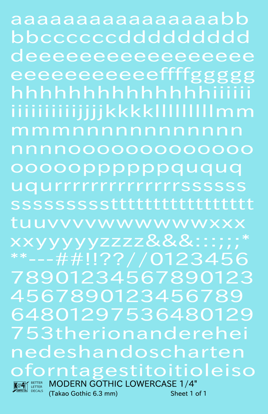 Lowercase Modern Gothic Letter Number Alphabet