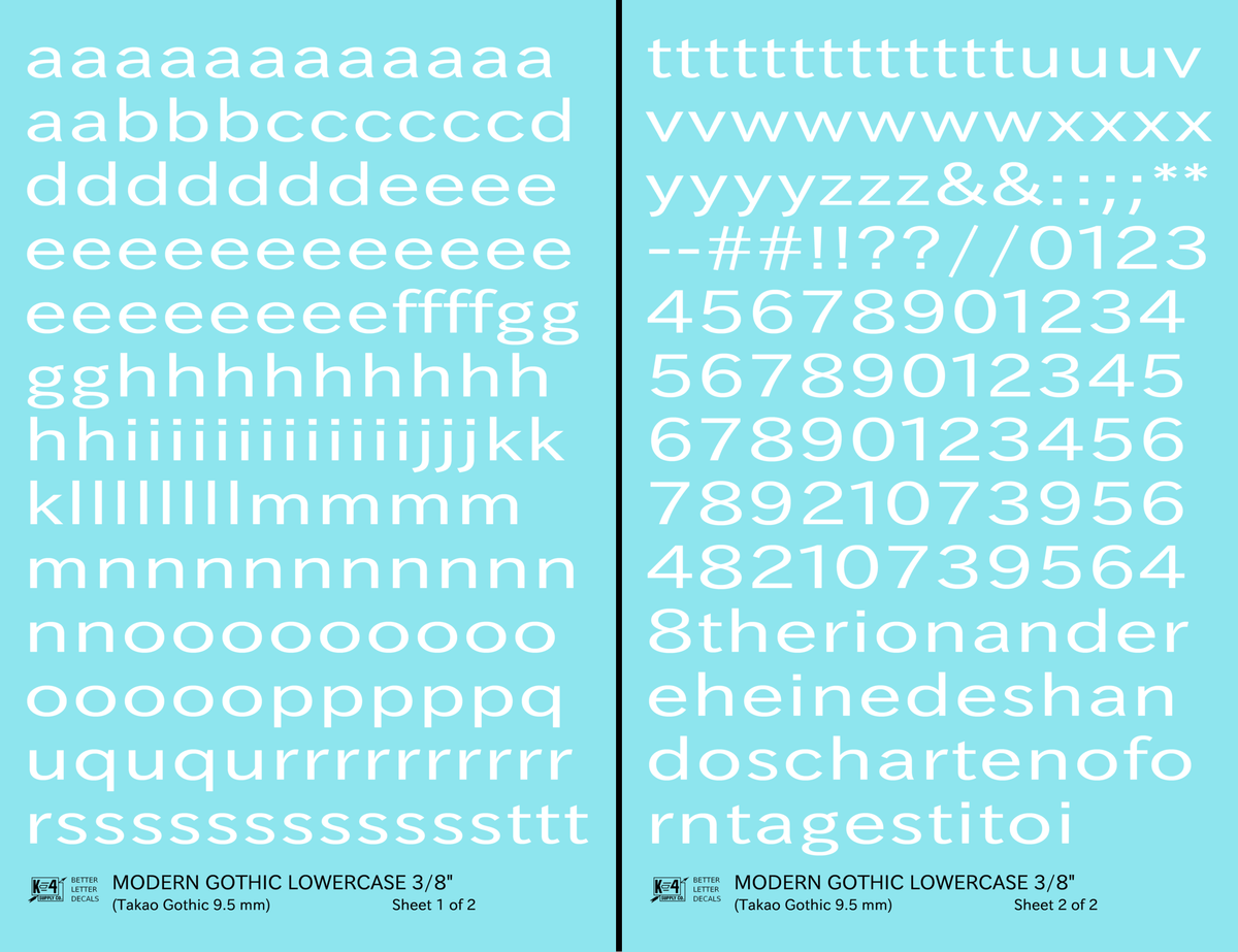 Lowercase Modern Gothic Letter Number Alphabet