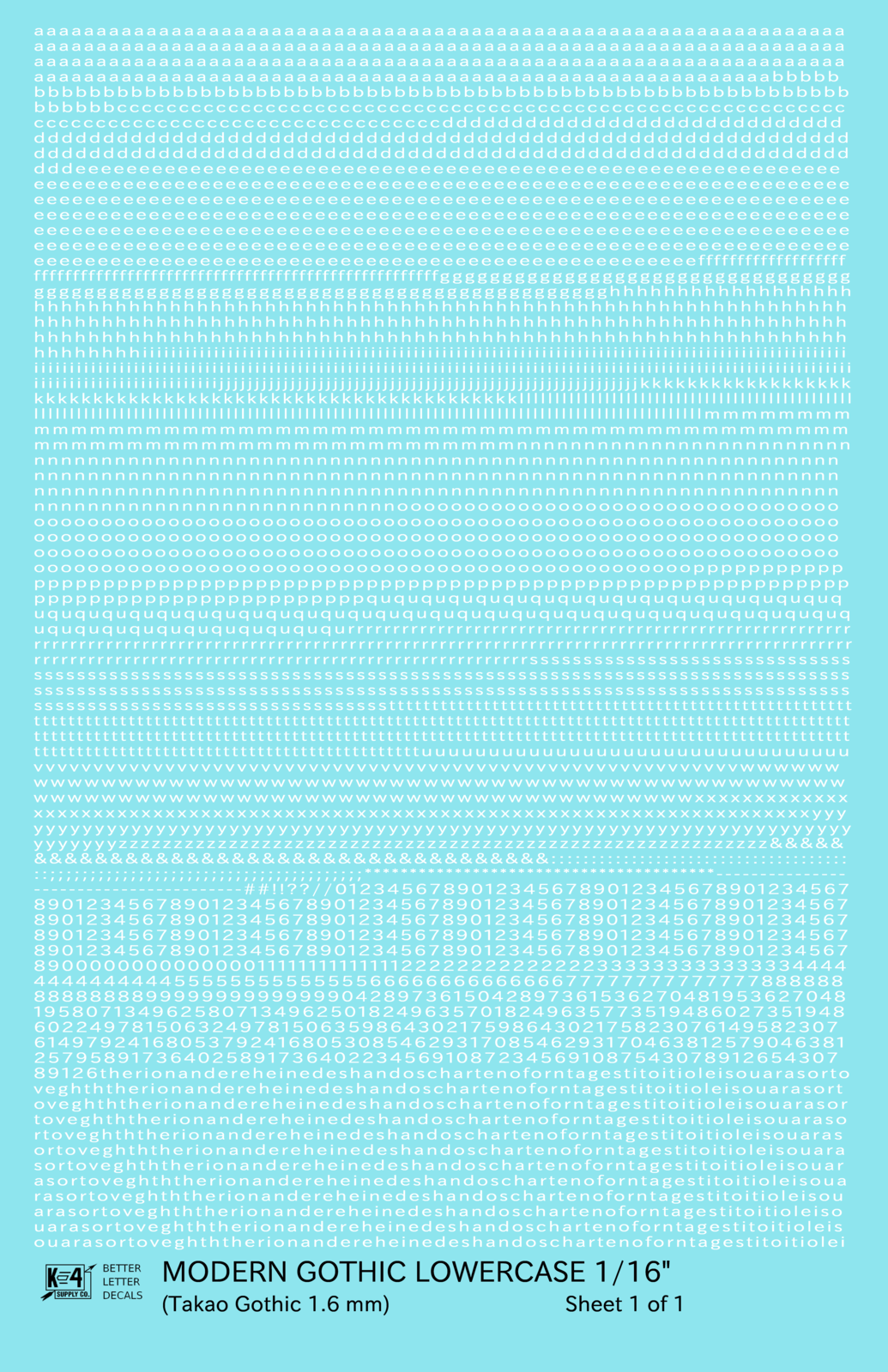 Lowercase Modern Gothic Letter Number Alphabet