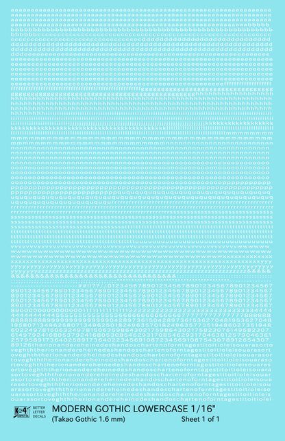 Lowercase Modern Gothic Letter Number Alphabet