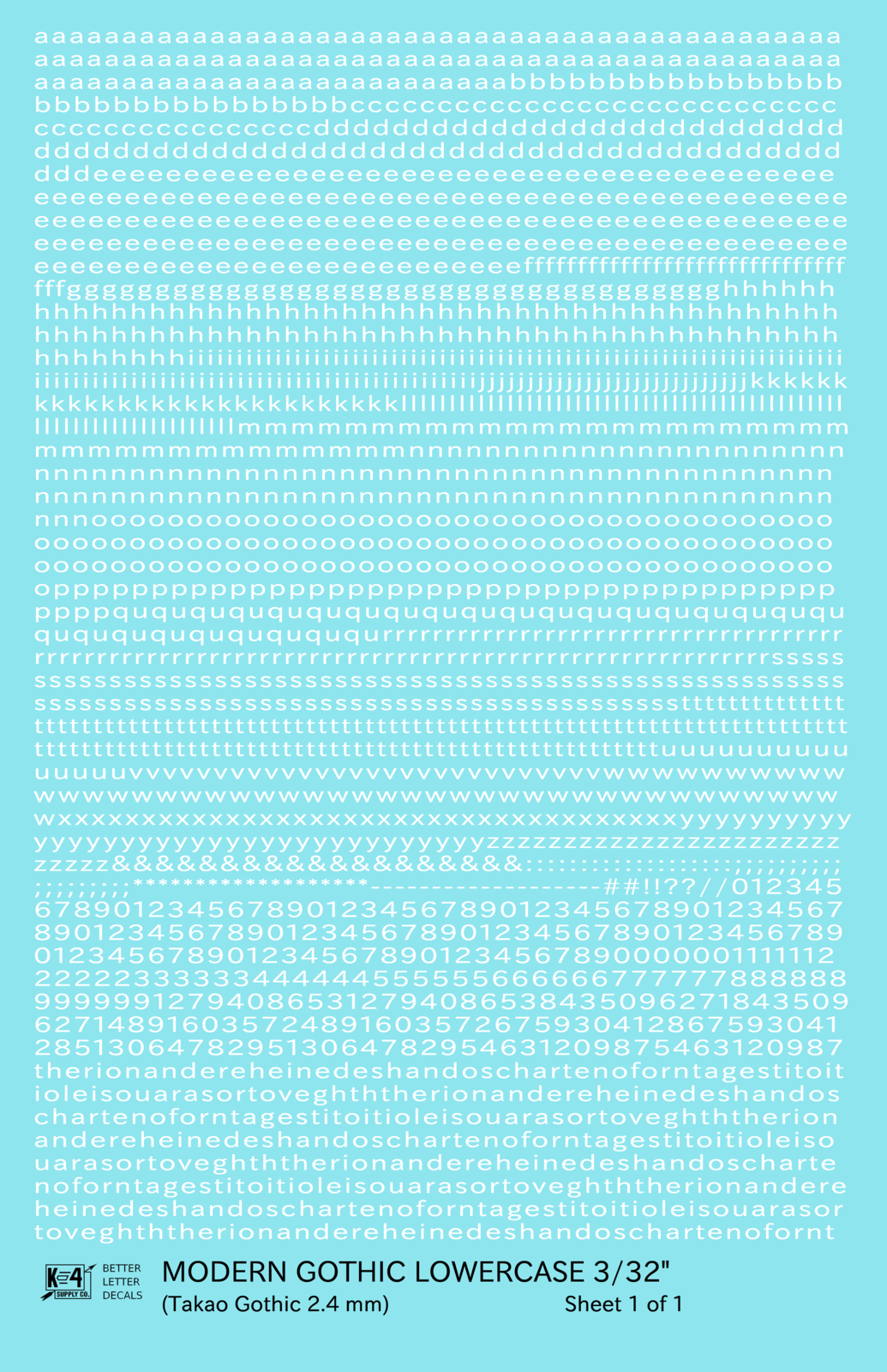 Lowercase Modern Gothic Letter Number Alphabet