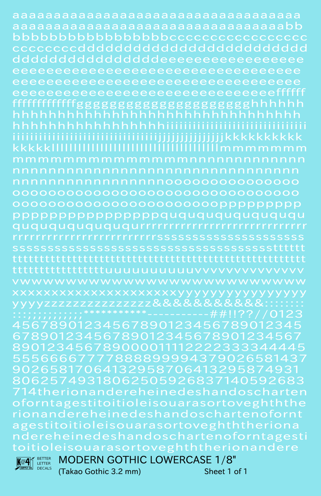 Lowercase Modern Gothic Letter Number Alphabet