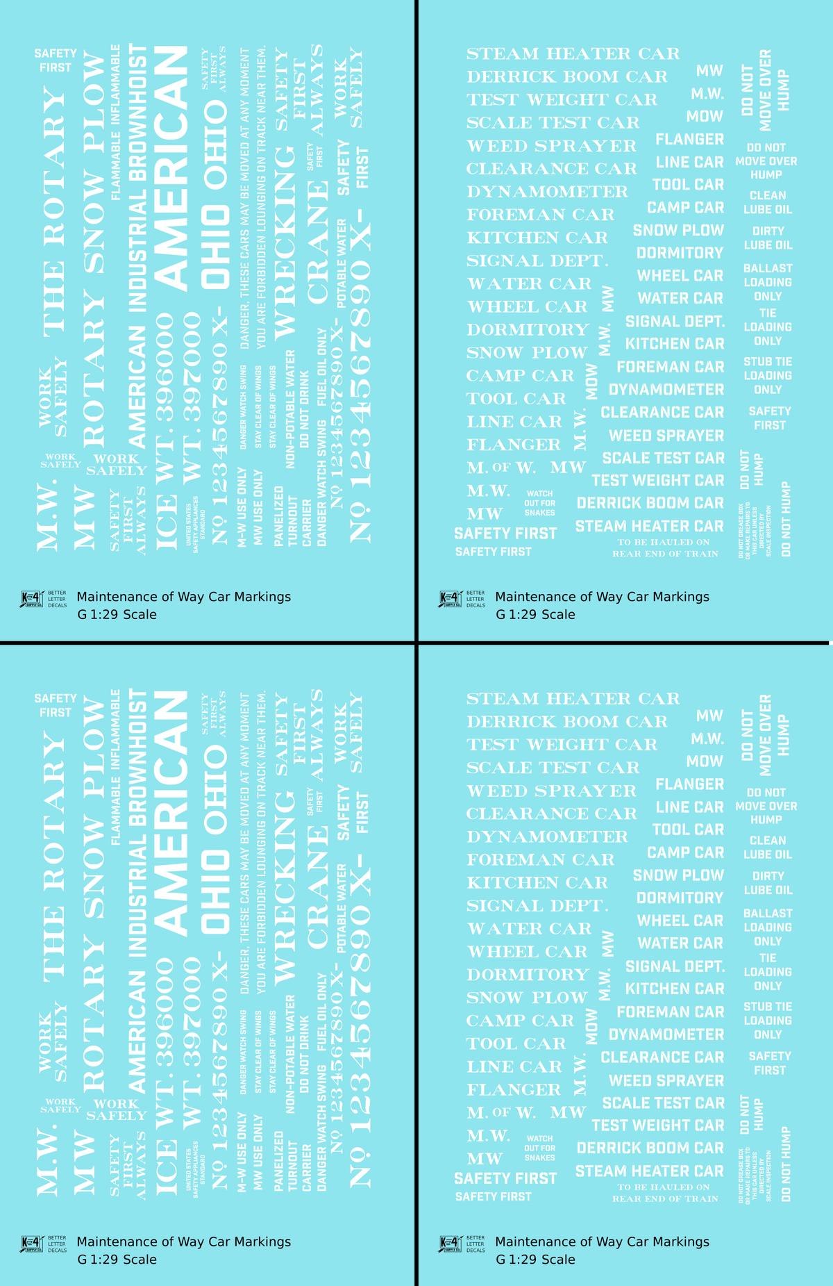 Maintenance Of Way (MOW) Data and Markings