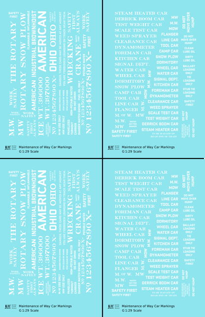 Maintenance Of Way (MOW) Data and Markings