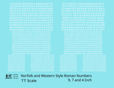 N&W Style Railroad Roman Freight Car Numbers  White 9, 7 and 4 Inch Renumber