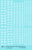 N&W Style Railroad Roman Freight Car Numbers  White 9, 7 and 4 Inch Renumber