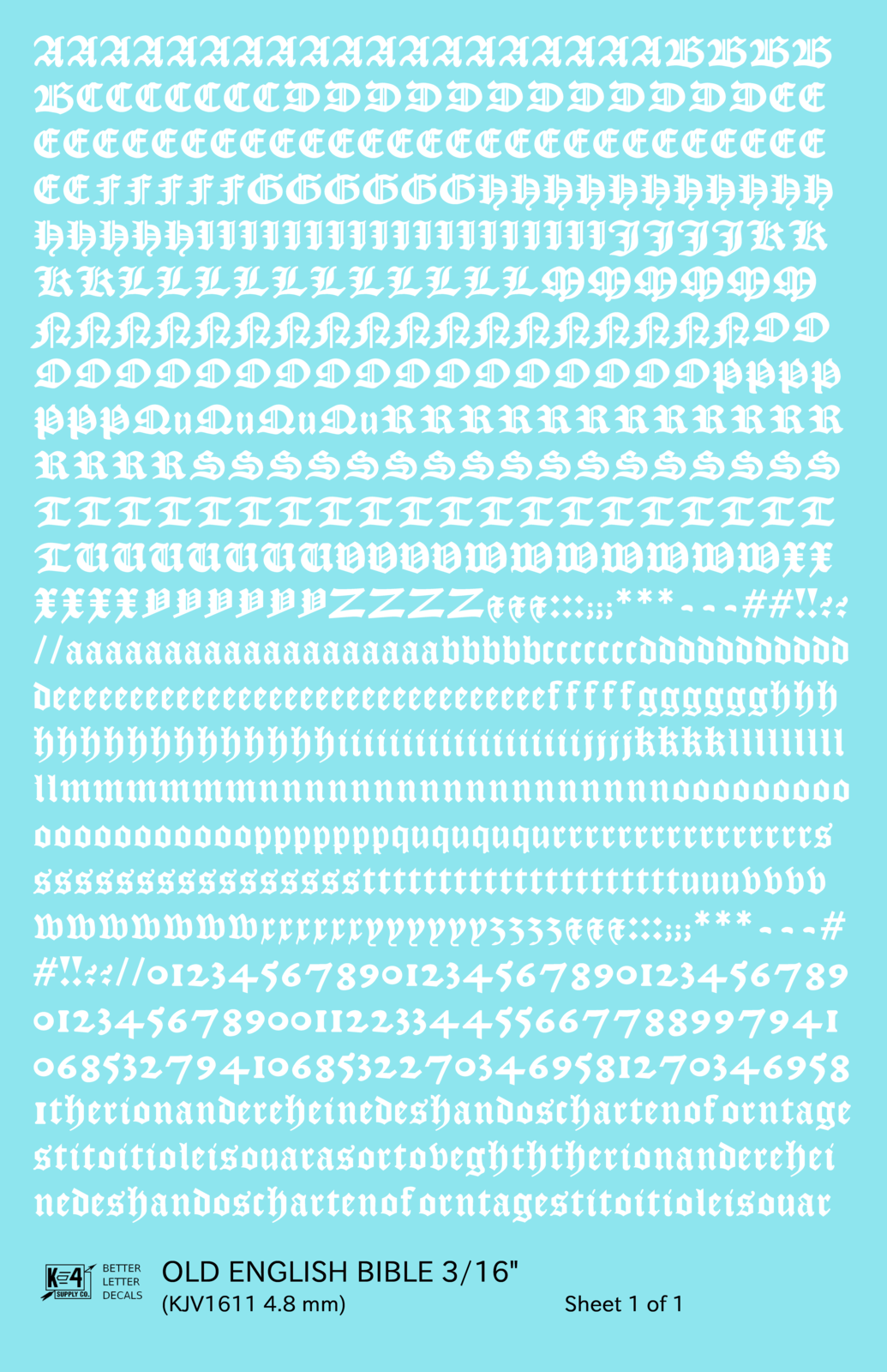 Old English Bible Letter Number Alphabet