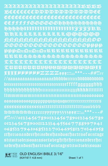Old English Bible Letter Number Alphabet