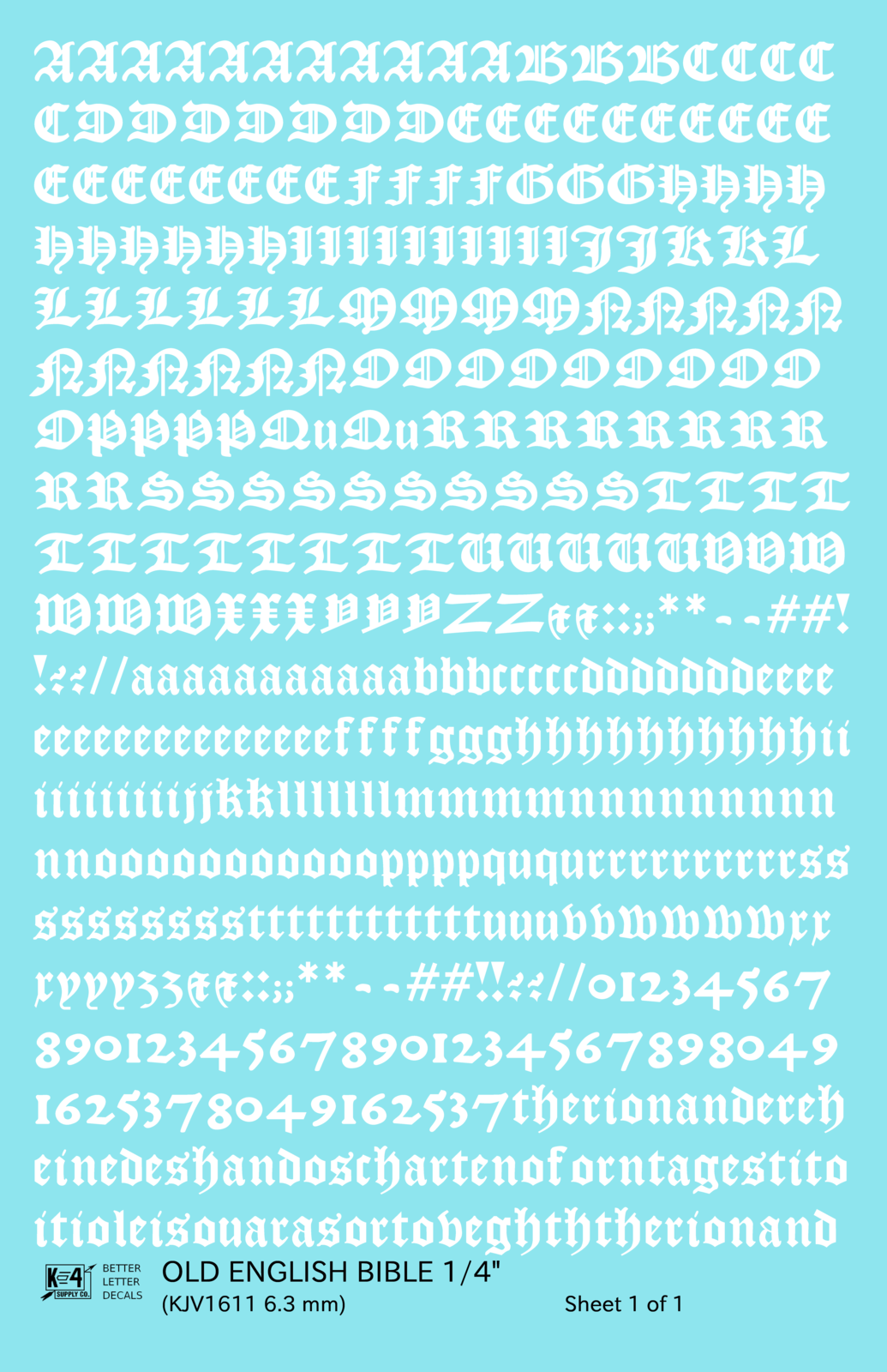 Old English Bible Letter Number Alphabet
