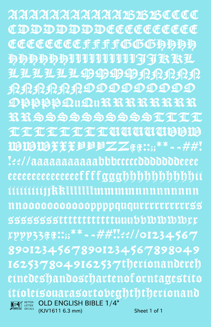 Old English Bible Letter Number Alphabet