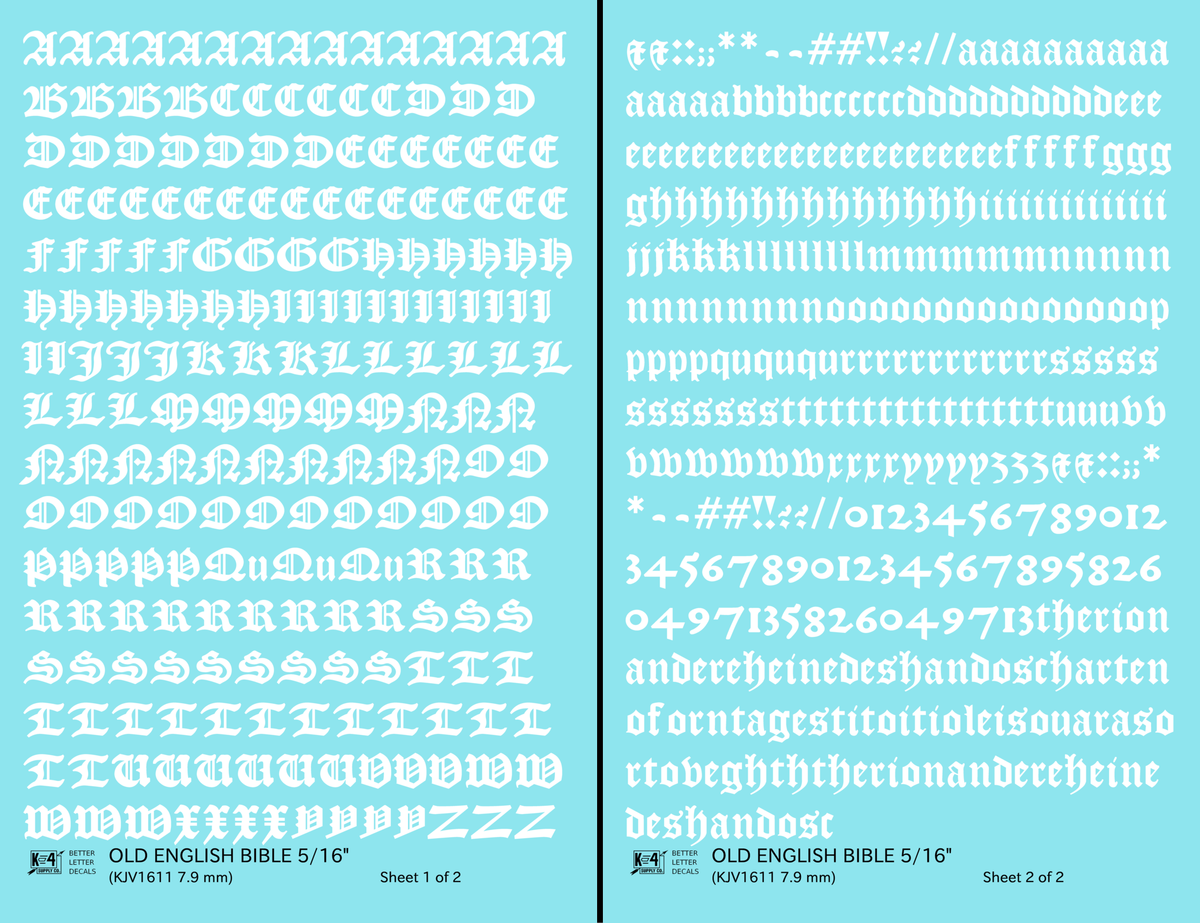Old English Bible Letter Number Alphabet