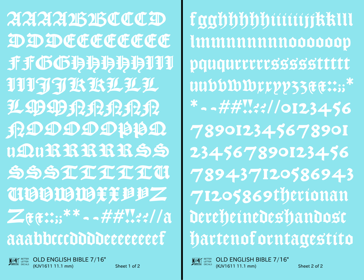 Old English Bible Letter Number Alphabet