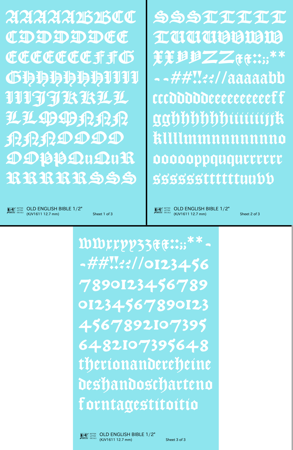 Old English Bible Letter Number Alphabet