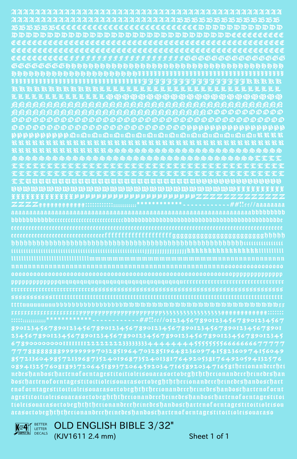 Old English Bible Letter Number Alphabet