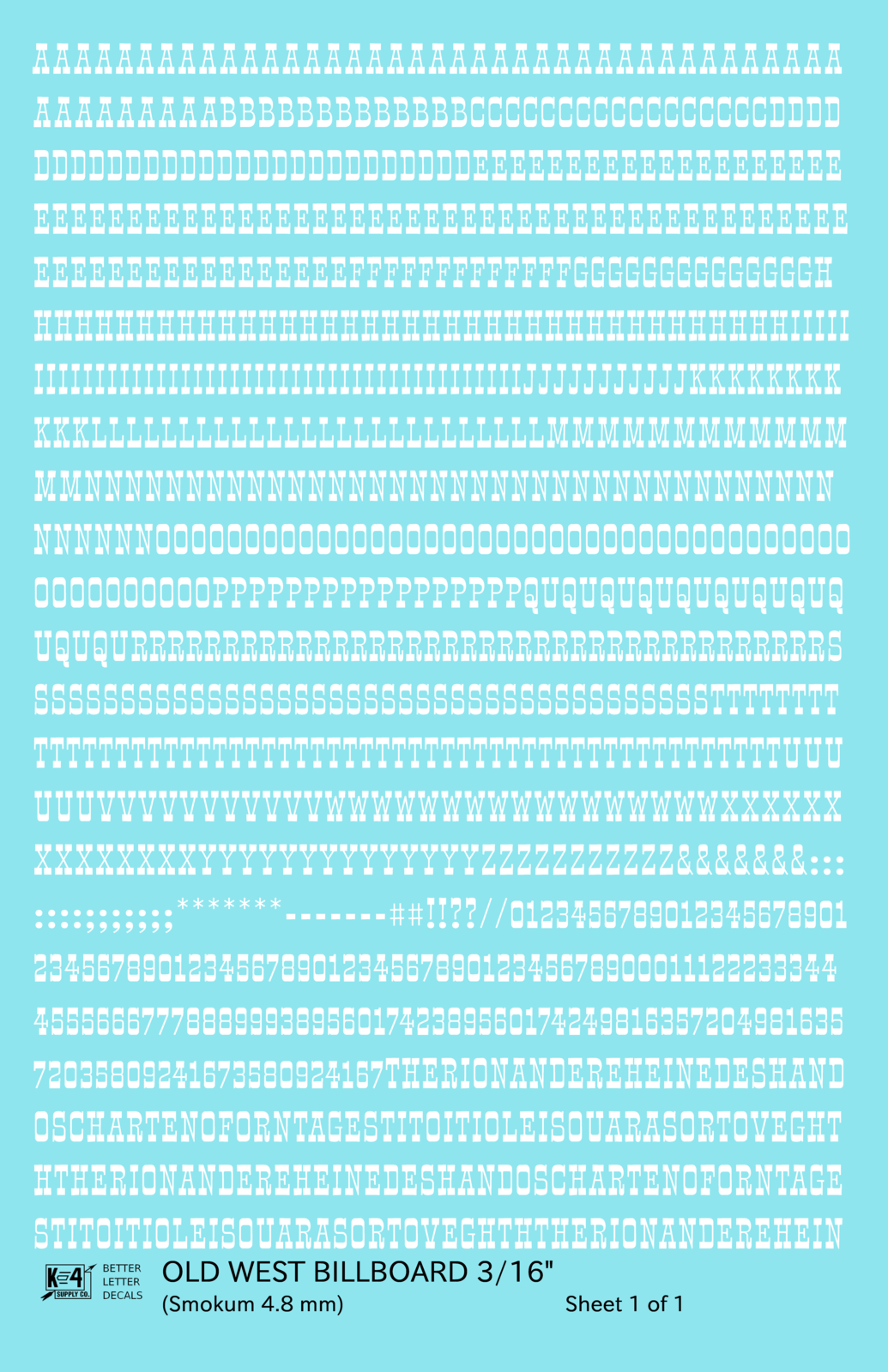 Old West Billboard Letter Number Alphabet