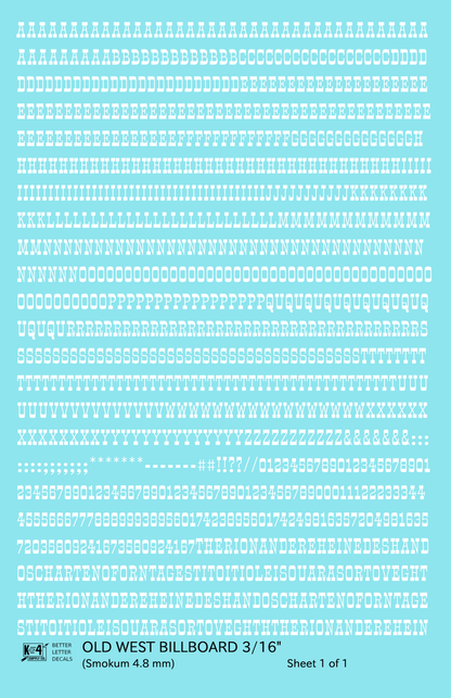 Old West Billboard Letter Number Alphabet