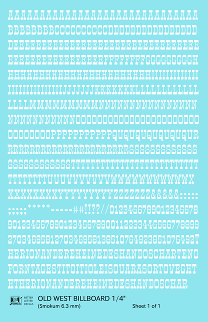 Old West Billboard Letter Number Alphabet
