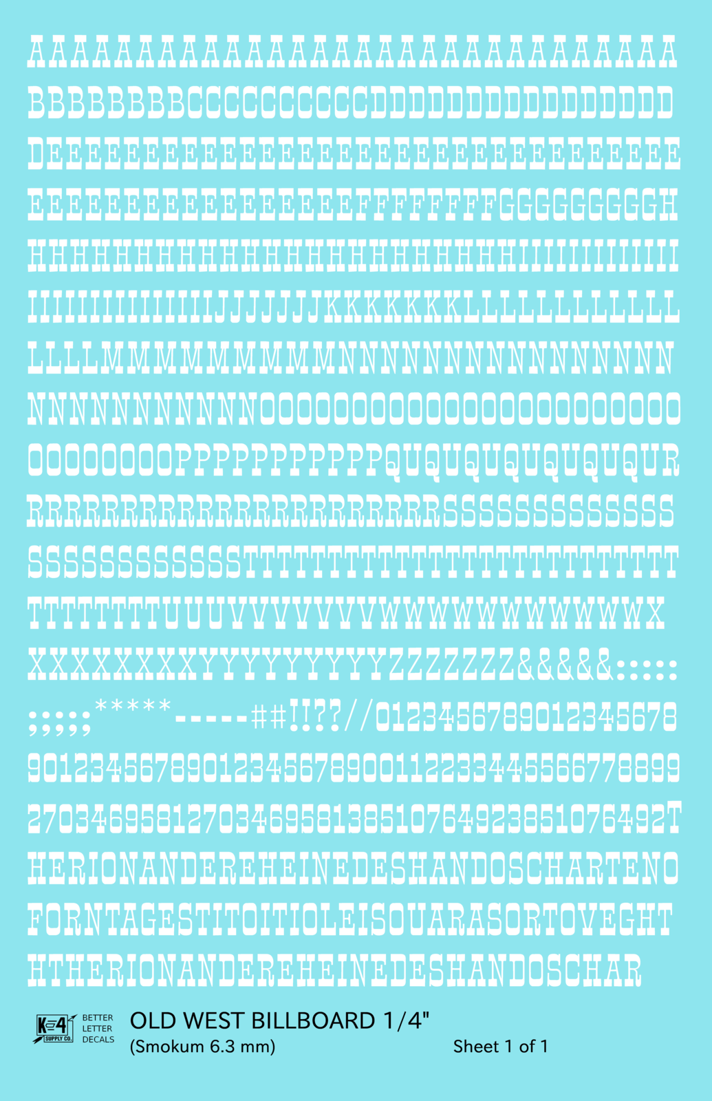 Old West Billboard Letter Number Alphabet