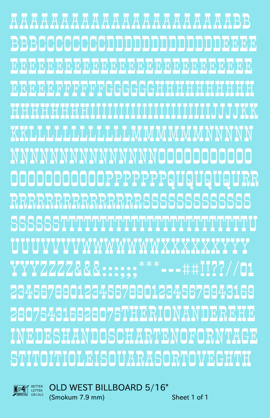 Old West Billboard Letter Number Alphabet