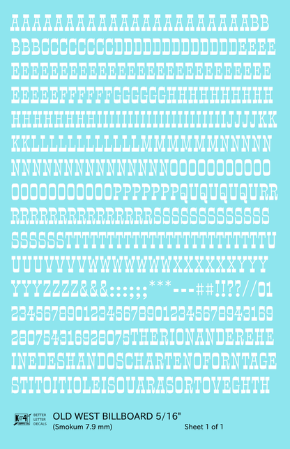 Old West Billboard Letter Number Alphabet