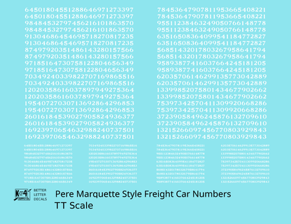 Pere Marquette Style Numbers  White 9 and 4 Inch Renumber