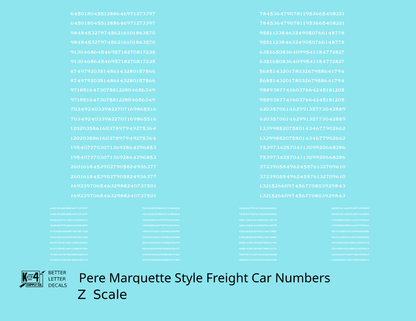 Pere Marquette Style Numbers  White 9 and 4 Inch Renumber