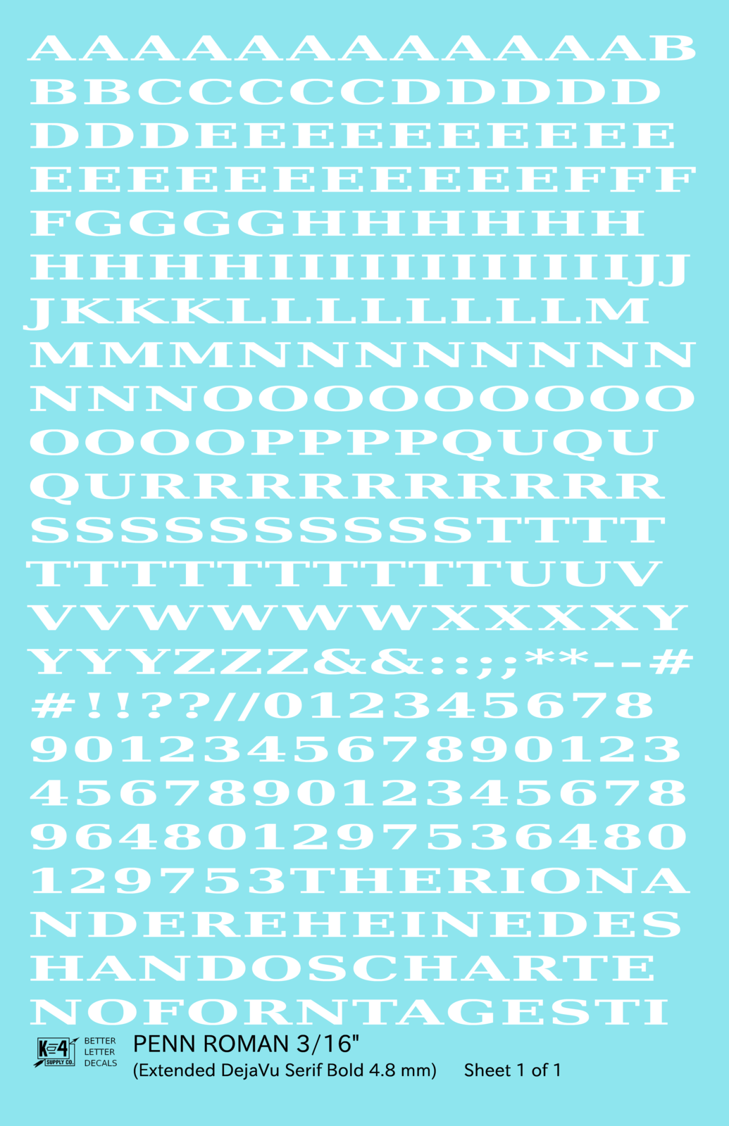 Penn Roman Letter Number Alphabet