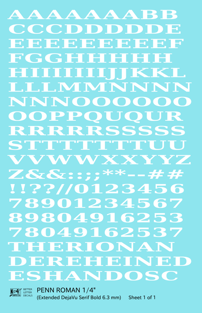 Penn Roman Letter Number Alphabet