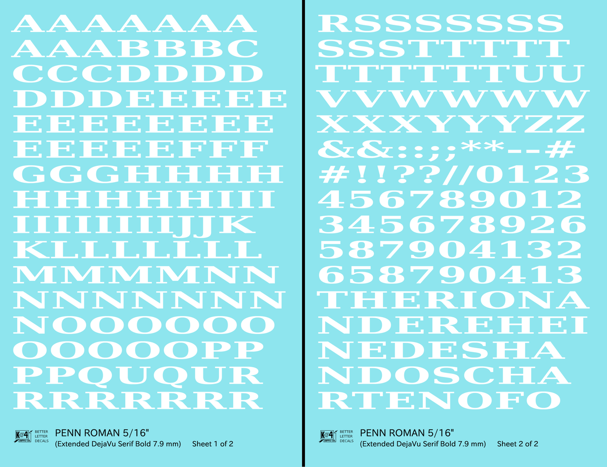 Penn Roman Letter Number Alphabet