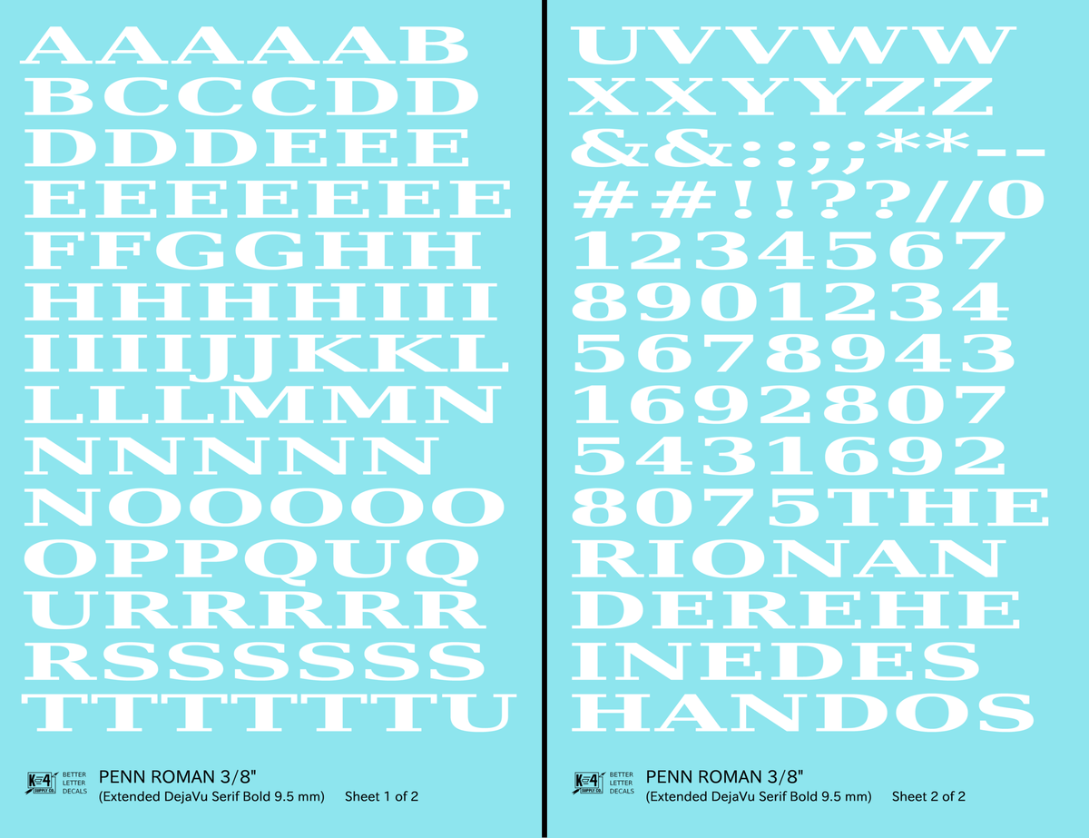Penn Roman Letter Number Alphabet
