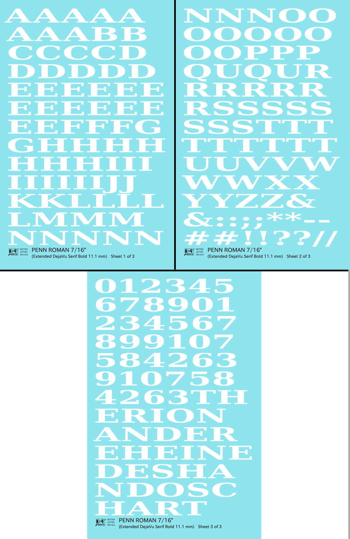 Penn Roman Letter Number Alphabet