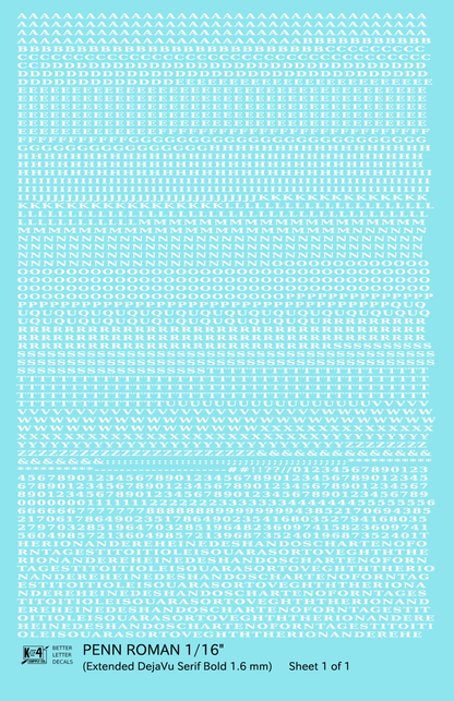 Penn Roman Letter Number Alphabet