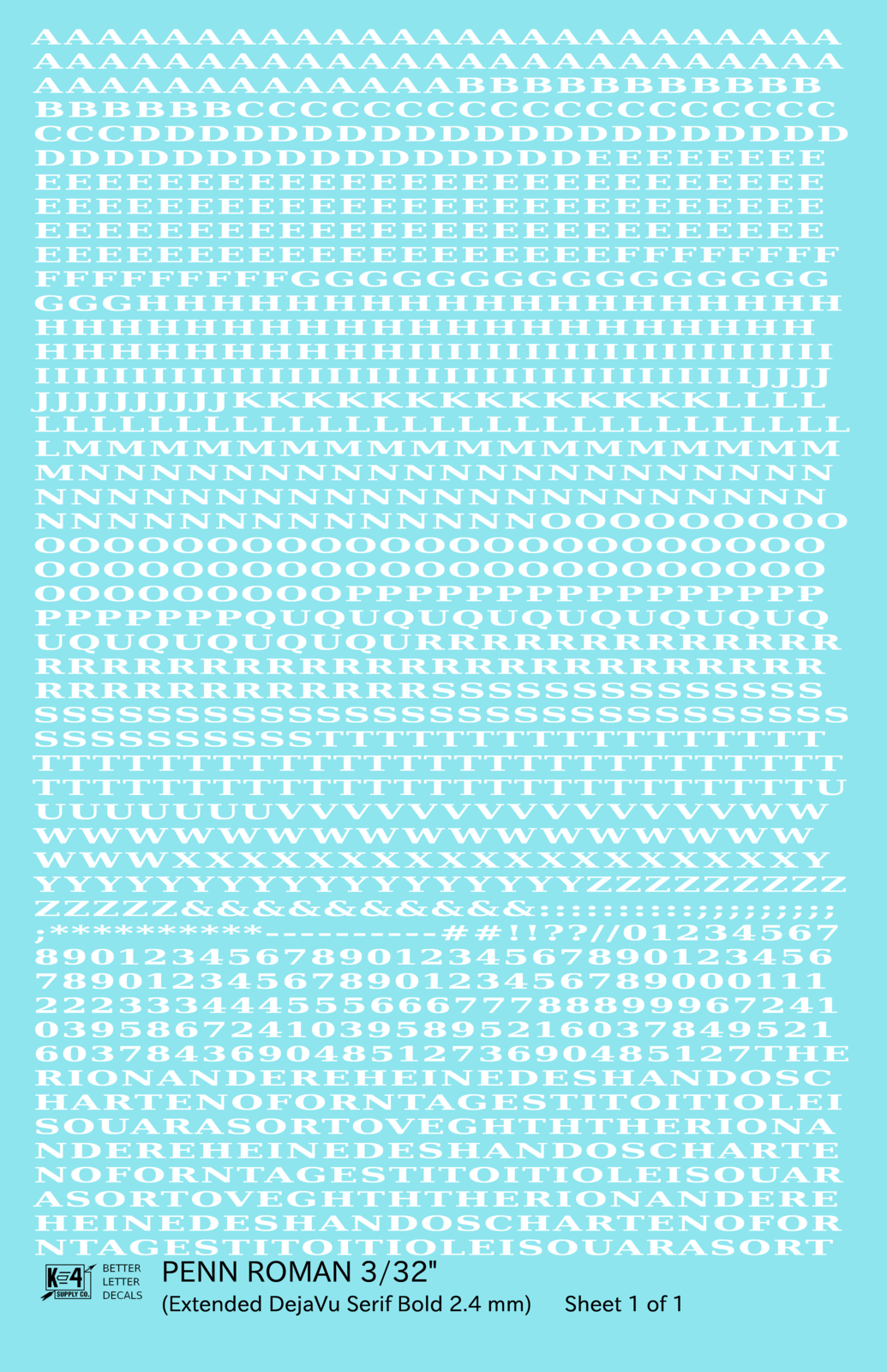 Penn Roman Letter Number Alphabet