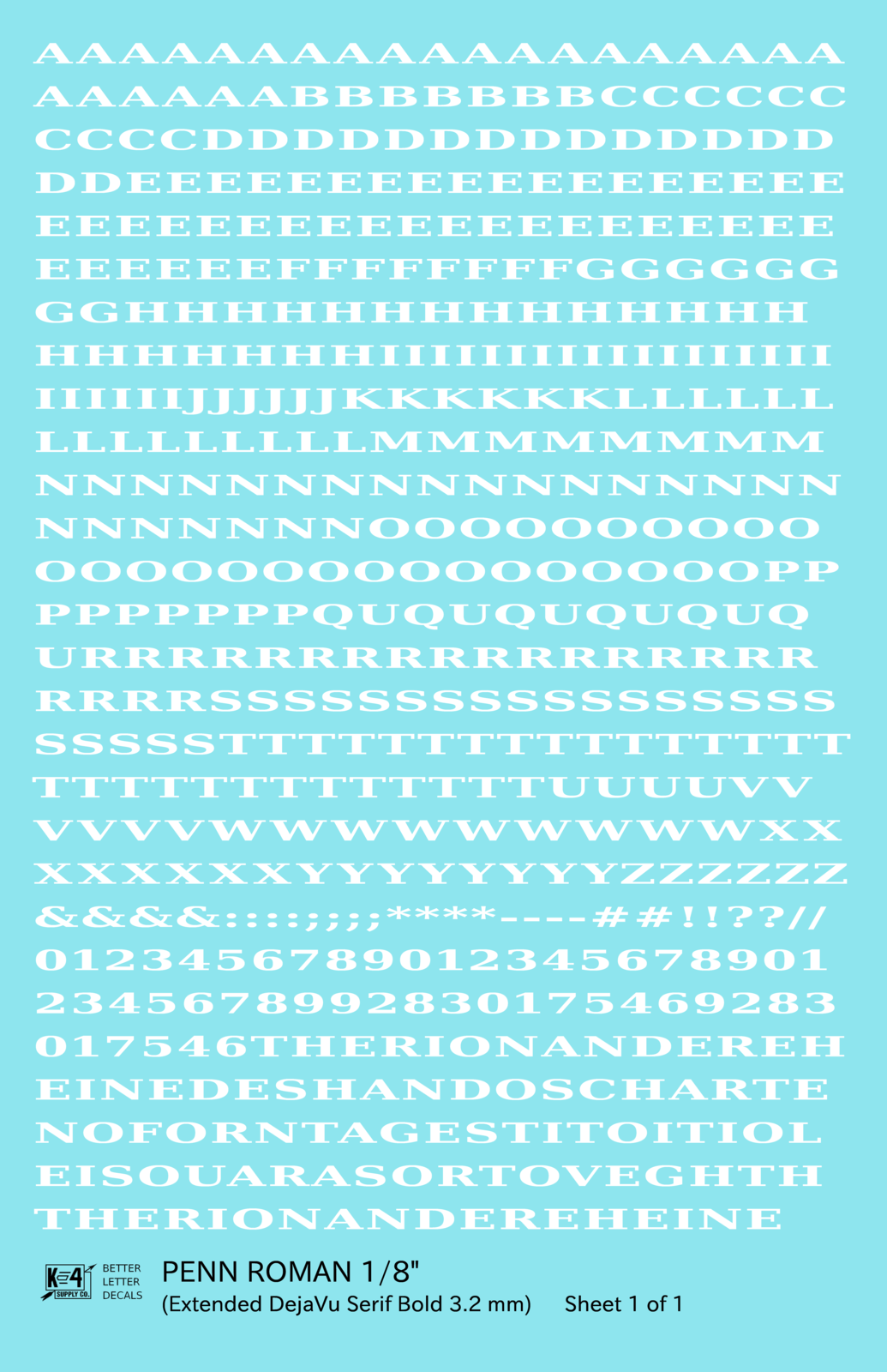 Penn Roman Letter Number Alphabet
