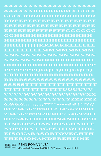 Penn Roman Letter Number Alphabet