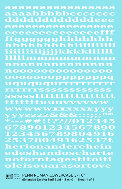 Lowercase Penn Roman Letter Number Alphabet