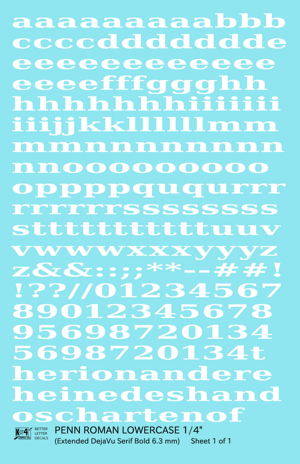 Lowercase Penn Roman Letter Number Alphabet
