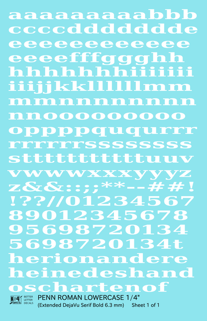 Lowercase Penn Roman Letter Number Alphabet