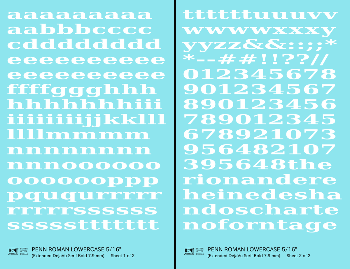 Lowercase Penn Roman Letter Number Alphabet